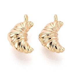 Настоящее золото 18K Латунные подвески, подвески в форме круассанов, реальный 18 k позолоченный, 14~15x9x6 мм, отверстие : 1.2~1.4 мм