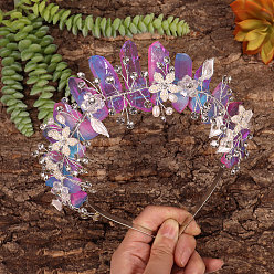 Хрусталь Резинки для волос из натурального розового кварца, аксессуары для волос для женщин и девочек, корона, 250x170x50 мм