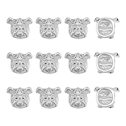 Platin Farbe 12 Stück Legierung Welpenperlen, Bulldoggenkopf, Platin Farbe, 11x12.5x8 mm, Bohrung: 2 mm