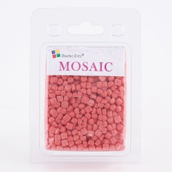 Indian Red Glass Mosaic Tiles Cabochons, for Crafts Art, Imitation Jade, Square, Indian Red, 4.8x4.8x3.5mm, about 200g/box