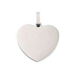 Нержавеющая Сталь Цвет 304 подвески из нержавеющей стали для штамповки заготовок, анти-тускнение, сердце прелести, цвет нержавеющей стали, 24x25x2 мм, отверстие : 6.5x3 мм