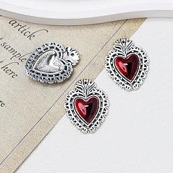 Сердце Подвески из эмали и сплава, античное серебро, сердце, 29x23 мм