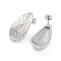 Нержавеющая Сталь Цвет Не тускнеют 304 серьги-гвоздики из нержавеющей стали, украшения для женщин, слеза, цвет нержавеющей стали, 27x14 мм