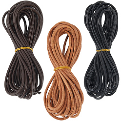 (52) Непрозрачная лаванда 15m 3 цвета коровьей кожи шнур, кожаный шнур ювелирных изделий, ювелирные изделия DIY делает материал, круглые, разноцветные, 3 мм, 5 м / цвет