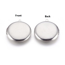 Нержавеющая Сталь Цвет Устойчивые к потускнению 304 подвески-медальоны из нержавеющей стали, фото прелести рамка для ожерелья, плоско-круглые, цвет нержавеющей стали, 35x32x6 мм, отверстие : 2.5 мм, внутренний диаметр: 24.5 мм