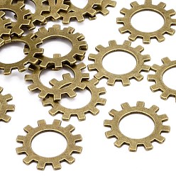 Античная Бронза Подвески в стиле стимпанк из тибетского сплава, без кадмия, без никеля и без свинца, шестерня, античная бронза, 25x1 мм