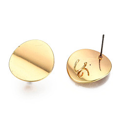 Light Gold Iron Stud Earring Findings, with Vertical Loops, Flat Round, Cadmium Free & Nickel Free & Lead Free, Light Gold, 20.5mm, Hole: 4mm, Pin: 0.8mm