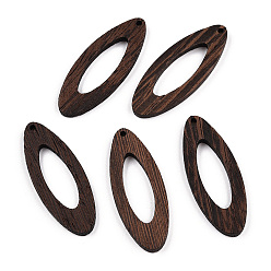 Coconut Brown Natural Wenge Wood Pendants, Undyed, Horse Eye Frame Charms, Coconut Brown, 49.5x19x3.5mm, Hole: 2mm