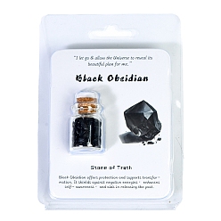 Obsidian Natural Obsidian Wishing Bottle Display Decorations, Reiki Energy Balancing Meditation Love Gift, Package Size: 95x95mm