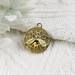 Bees Подвески из эмали и сплава, золотые, плоско-круглые, Пчелы, 21x18 мм