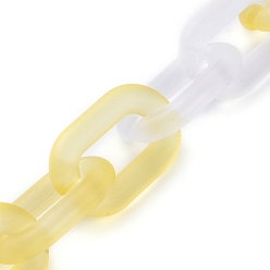 Gelb Handgefertigte Acryl-Kabelgliederketten, ellipsenförmige, für Schmuck machen, Gelb, Link: 31x19x5 mm, 39.37 Zoll (1 m)/Strang