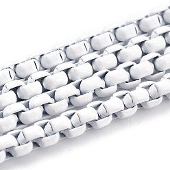 Белый Экологически чистые латунные цепочки ручной работы, окрашенные распылением, пайки, с катушкой, белые, 4x4 мм, 32.8 футов (10 м) / рулон