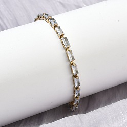 Прозрачный Прямоугольные 304 браслеты-слайдеры из нержавеющей стали со стеклом, регулируемые браслеты для женщин, реальный 18 k позолоченный, ионное покрытие (ip), долговечный, прозрачные, внутренний диаметр: 1.38 дюйм (3.5 см) ~ 2.76 дюйм (7 см)