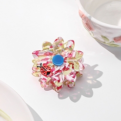 Pink Заколки для волос в форме когтей из ацетата целлюлозы с цветами, аксессуары для волос для женщин и девочек, розовые, 61x57x53 мм