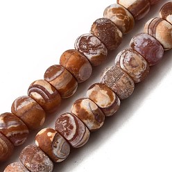 Шоколадный Нити окрашенных и нагретых натуральных агатовых бус с огненным кракелюром, рондель, цвет шоколада, 11.5~12x7 мм, отверстие : 1 мм, около 47 шт / нитка, 13.54'' (34.4 см) ~ 13.66'' (34.7 см)