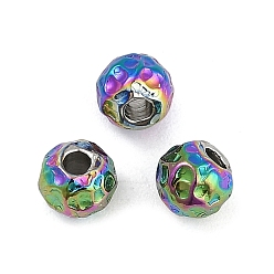 Rainbow Color Текстурированные 316 хирургические бусины из нержавеющей стали, круглые, ионное покрытие (ip), Радуга цветов, 4.5x5x5 мм, отверстие : 1.6 мм
