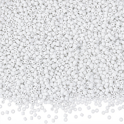 Blanco 100 g de perlas de vidrio, colores opacos semilla, pequeñas cuentas artesanales para hacer joyas de bricolaje, rondo, blanco, 2 mm, agujero: 1 mm