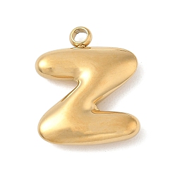 Letter Z 304 начальные подвески из нержавеющей стали, ионное покрытие (ip), реальный 18 k позолоченный, Письмо Z, 16~18x6~18x3 мм, отверстие : 1.8 мм