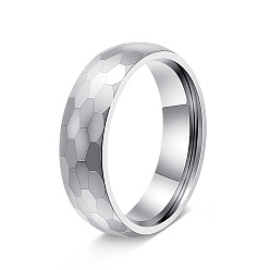 Stainless Steel Color 304 Stainless Steel Finger Rings for Women, Hexagon, Stainless Steel Color, 6mm, US Size 10(19.8mm)