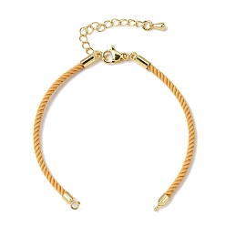 Gold 2MM Twisted Round Nylon Cord Bracelet Makings, Fit for Connector Charms, with Brass Findings and 202 Stainless Steel Lobster Claw Clasps, Golden, Gold, 6.22 inch(15.8cm)
