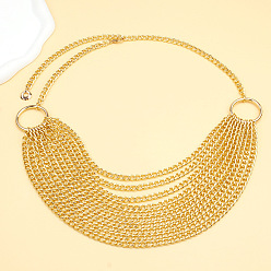 Золотой Сплав панцирная цепь многослойные поясные цепи для женщин, золотые, 1050 мм