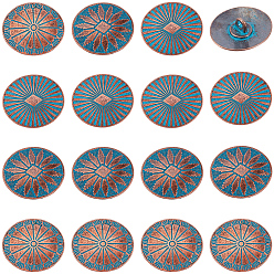 Red Copper & Green Patina 18 шт. 1 пуговицы с хвостовиком из сплава с отверстиями, овальные, красная медь и зеленая патина, 25.5x22x7.5 мм, отверстие : 3 мм, 6 шт / стиль, 3 стили