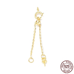 Real 18K Gold Plated 925 Sterling Silver Ends with Chains, Slider Beads, Spring Clasps and Peg Bails, Real 18K Gold Plated, 37mm, Hole: 1.8mm