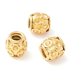 Золотой Ионное покрытие (ip) 304 европейские бусины из нержавеющей стали, бусины с большим отверстием, ручная полировка, колонка, золотые, 10x10 мм, отверстие : 4.5 мм