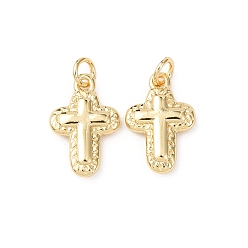 Настоящее золото 18K Латунные подвески, крест прелести, без кадмия и без свинца, стойки покрытие, долговечный, с целью перехода в кольце, реальный 18 k позолоченный, 14x9x2.5 мм, отверстие : 2.3 мм