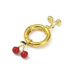 Настоящее золото 18K Кольца пружинного затвора из вишневой латуни с эмалью, долговечный, без свинца и без кадмия, стойки покрытие, реальный 18 k позолоченный, 43 мм