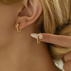 Треугольник Классические минималистичные элегантные 201 серьги-кольца из нержавеющей стали, реальный 18 k позолоченный, треугольные, 17x15 мм