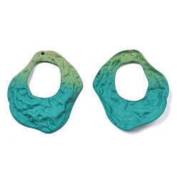 Dark Cyan Spray Painted Iron Pendants, Nuggets, Dark Cyan, 45.5x37.5x4.5mm, Hole: 1.5mm