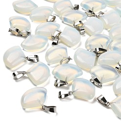 Опал Opalite подвески, из нержавеющей стали с цветным покрытием 201 защелки из нержавеющей стали на дужках, сектор, 20~20.5x21~22x5.5~6 мм, отверстие : 6x4 мм