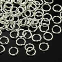Silbern Silberfarbig Legierung offene Sprungringe, Runde, Silberfarbe überzogen, 18 Messgerät, 8x1 mm, Innendurchmesser: 6 mm, Bohrung: 6 mm