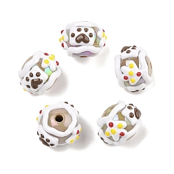 Footprint Рождественская тема нарисованная вручную акрил с эмалевыми бусинами, круглые, след, 17~22.5x17~22x15 мм, отверстие : 3.5 мм