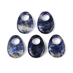 Содалитовое Подвески из натурального содалита с большими отверстиями, яичные прелести, 35~36.5x24.5~25.5x7~8 мм, отверстие : 12~12.5 мм