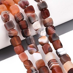 Сиена Природный агат бисер нитей, окрашенная и подогревом, матовые, кубические, цвет охры, 6.5~9.5x6~8.5x6~8.5 мм, отверстие : 0.7~0.9 мм, около 49~50 шт / нитка, 14.76~15.16 дюйм (37.5~38.5 см)