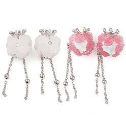 Clear Handmade Luminous Polymer Clay Rhinestone Beads, Resin Fishtail & Acrylic Rose & Alloy Chain, Crown, Clear, 58~66mm