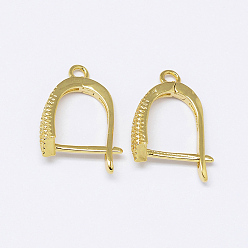 Настоящее золото 18K Серьги-кольца из латуни с микропаве aaa кубический цирконий ушная арфа, с задней защелкой, без кадмия, без никеля и без свинца, реальный 18 k позолоченный, 18x11x1.5 мм, отверстие : 2 мм, штифты : 1 мм