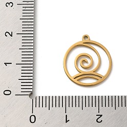 Real 18K Gold Plated 304 Stainless Steel Pendants, Laser Cut, Vortex Charm, Real 18K Gold Plated, 17x15x1mm, Hole: 1.2mm