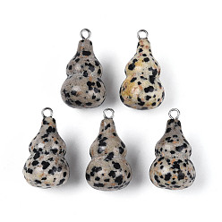 Далматинских Джаспер Природные яшмы далматин подвески, тыквенные прелести, с 201 петлями из нержавеющей стали, цвет нержавеющей стали, 24x13.5~14 мм, отверстие : 1.8 мм