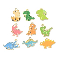 (52) Непрозрачная лаванда Подвески из эмали и сплава, динозавр, разноцветные, 15.5~23x17.5~25x1.5 мм, отверстие : 1.8 мм