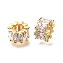 Золотой Латунь микро проложить кубический цирконий европейский спейсер бисер, колонка, стойки покрытие, долговечный, золотые, 11x6 мм, отверстие : 5 мм