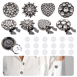 Bronze Boutons de manchette en alliage, avec des boutons en strass et en plastique, formes mixtes, gris anthracite, 18.5x17.5x8.5mm