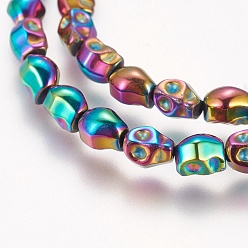 (966) Внутренний цвет Кристалл / Лиловато-лиловый на подкладке Гальванические немагнитная синтетический гематит бисер пряди, класс АА, череп, с покрытием цвета радуги, 5.5x4.5x5 мм, отверстие : 1 мм, около 65 шт / нитка, 15.7 дюйм (40 см)