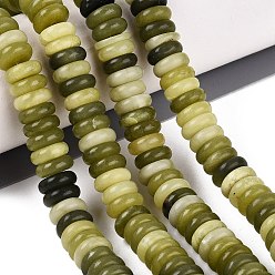 Xiuyan Jade Natural Xiuyan Jade Beads Strands, Disc, Heishi Beads, 9.5~10x2~4mm, Hole: 0.9~1.2mm, about 102~112pcs/strand, 14.76~15.16 inch(37.5~38.5cm)