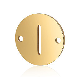 Letter I 201 соединительные звенья нержавеющие, плоские круглые с буквы, золотые, letter.i, 12x0.8 мм, отверстие : 0.8 мм