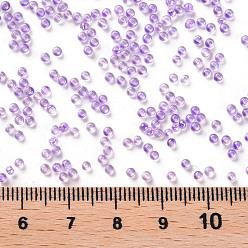Lilac 11/0 Grade A Round Glass Seed Beads, Transparent Inside Colours, AB Color Plated, Lilac, 2.3x1.5mm, Hole: 1mm, about 48500pcs/pound