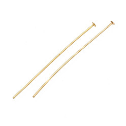 Real 18K Gold Plated Brass Flat Head Pins, Real 18K Gold Plated, 45x0.7mm, 21 Gauge, Head: 2mm