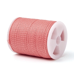 Light Coral Round Waxed Polyester Cord, Taiwan Waxed Cord, Twisted Cord, Light Coral, 1mm, about 12.02 yards(11m)/roll